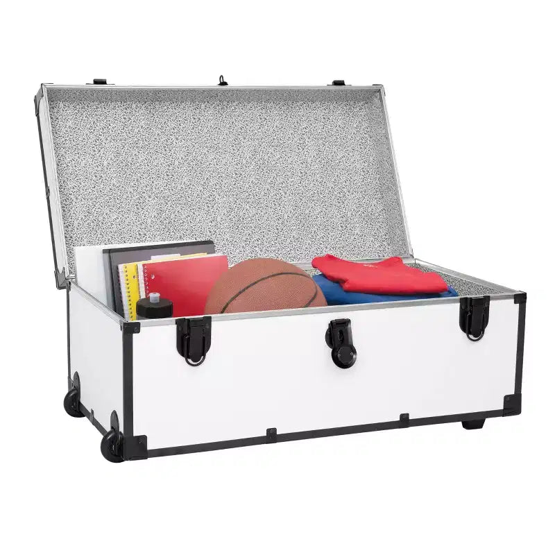 30" Wheeled Storage Trunk with Lock – Vinyl Exterior, 200 lb Capacity