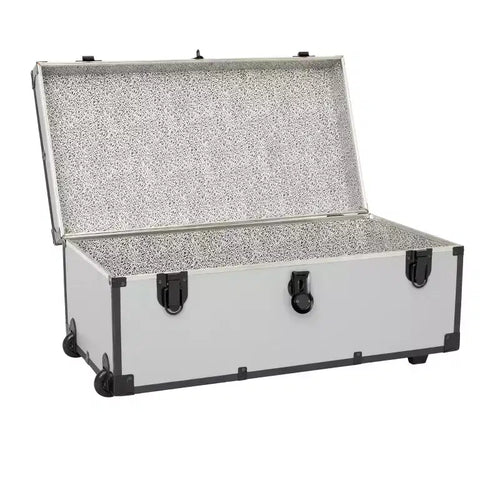 30" Wheeled Storage Trunk with Lock – Vinyl Exterior, 200 lb Capacity