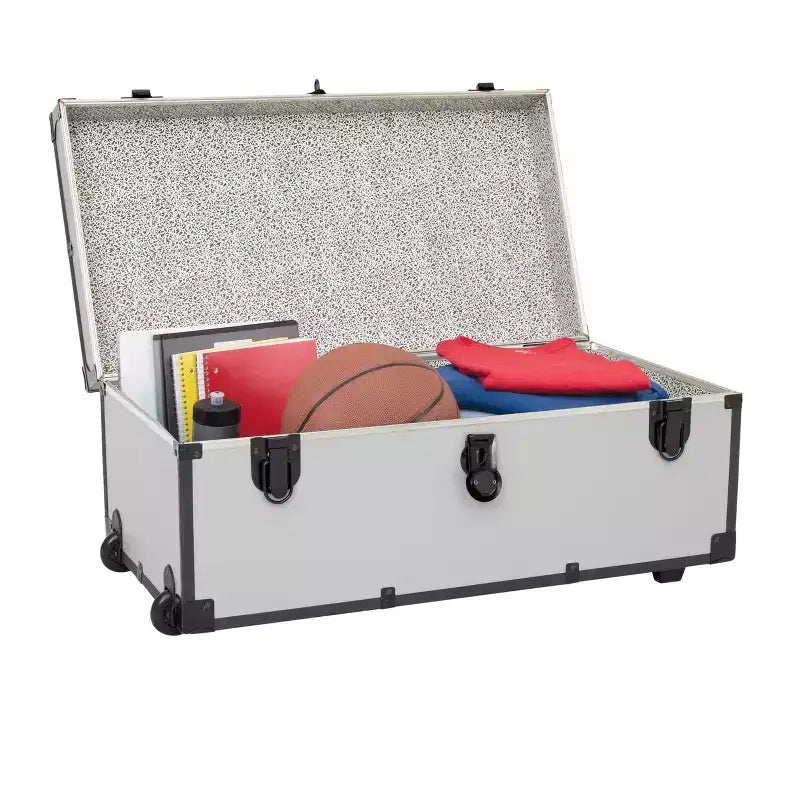 30" Wheeled Storage Trunk with Lock – Vinyl Exterior, 200 lb Capacity