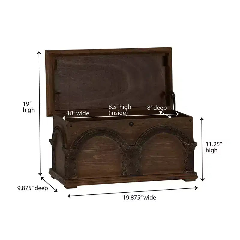 Small Wooden Arch Storage Trunk – Brown
