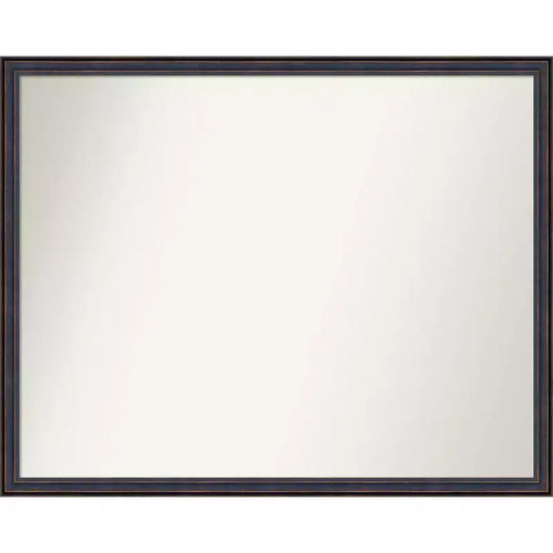 30" x 24" Non-Beveled Scoop Wood Bathroom Wall Mirror Dark Bronze - Amanti Art: Modern Rectangle, Wall Mount, Includes Hardware
