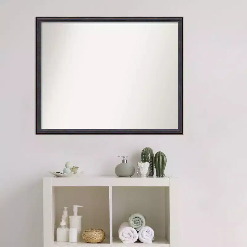 30" x 24" Non-Beveled Wood Framed Bathroom Wall Mirror - Dark Bronze