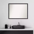 Miroir mural de salle de bain encadré en bois non biseauté 30" x 24" - Bronze foncé