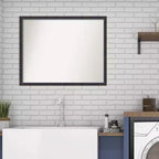 Miroir mural de salle de bain encadré en bois non biseauté 30" x 24" - Bronze foncé
