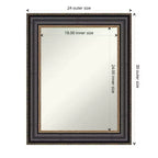 Miroir mural de salle de bain encadré non biseauté 24" x 30" - Cadre en polystyrène noir bronze, matériel de montage inclus