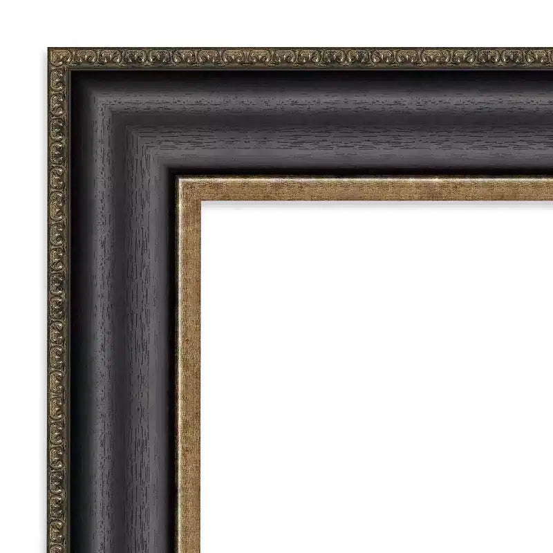24" x 30" Non-Beveled Framed Bathroom Wall Mirror - Black Bronze Polystyrene Frame, Includes Mounting Hardware