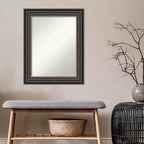 Miroir mural de salle de bain encadré non biseauté 24" x 30" - Cadre en polystyrène noir bronze, matériel de montage inclus