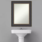 Miroir mural de salle de bain encadré non biseauté 24" x 30" - Cadre en polystyrène noir bronze, matériel de montage inclus