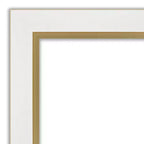 Miroir mural de salle de bain non biseauté de 33,25 po x 27,25 po avec cadre blanc et doré