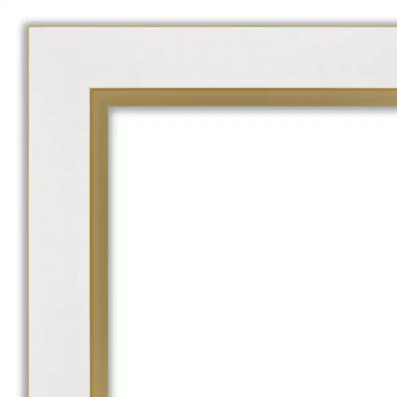 33.25" x 27.25" Non-Beveled Bathroom Wall Mirror with White and Gold Frame