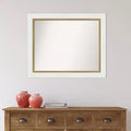 33.25" x 27.25" Non-Beveled Bathroom Wall Mirror with White and Gold Frame