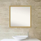 Miroir mural carré de salle de bain 28" x 28" non biseauté avec cadre en or brossé