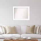 Miroir mural de meuble blanc non biseauté 34" x 28" - Style moderne, cadre en polystyrène, quincaillerie de montage incluse