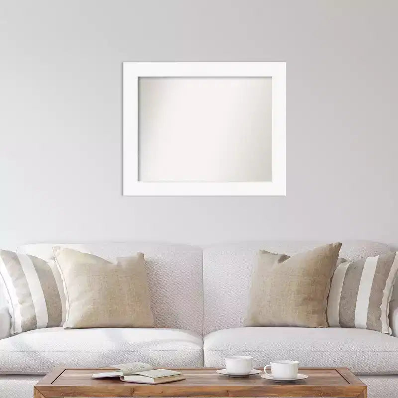 34" x 28" Non-Beveled Cabinet White Wall Mirror - Modern Style, Polystyrene Frame, Includes Mounting Hardware