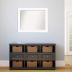 Miroir mural de meuble blanc non biseauté 34" x 28" - Style moderne, cadre en polystyrène, quincaillerie de montage incluse