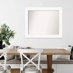 Miroir mural de meuble blanc non biseauté 34" x 28" - Style moderne, cadre en polystyrène, quincaillerie de montage incluse