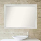 Miroir mural de salle de bain mosaïque non biseauté 43" x 32" - Cadre en polystyrène blanc, fixation murale