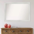 Miroir mural de salle de bain mosaïque non biseauté 43" x 32" - Cadre en polystyrène blanc, fixation murale