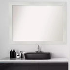 Miroir mural de salle de bain mosaïque non biseauté 43" x 32" - Cadre en polystyrène blanc, fixation murale