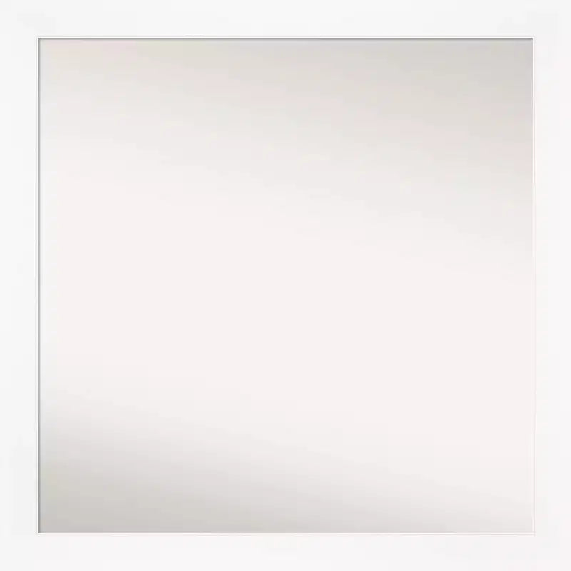 29" x 29" Non-Beveled Cabinet White Narrow Wall Mirror - Amanti Art: Modern Square, Polystyrene Frame, Includes Mounting Hardware