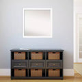 29" x 29" Non-Beveled Square Wall Mirror with White Narrow Frame