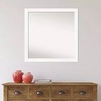 Miroir mural carré sans biseau 29" x 29" avec cadre fin blanc