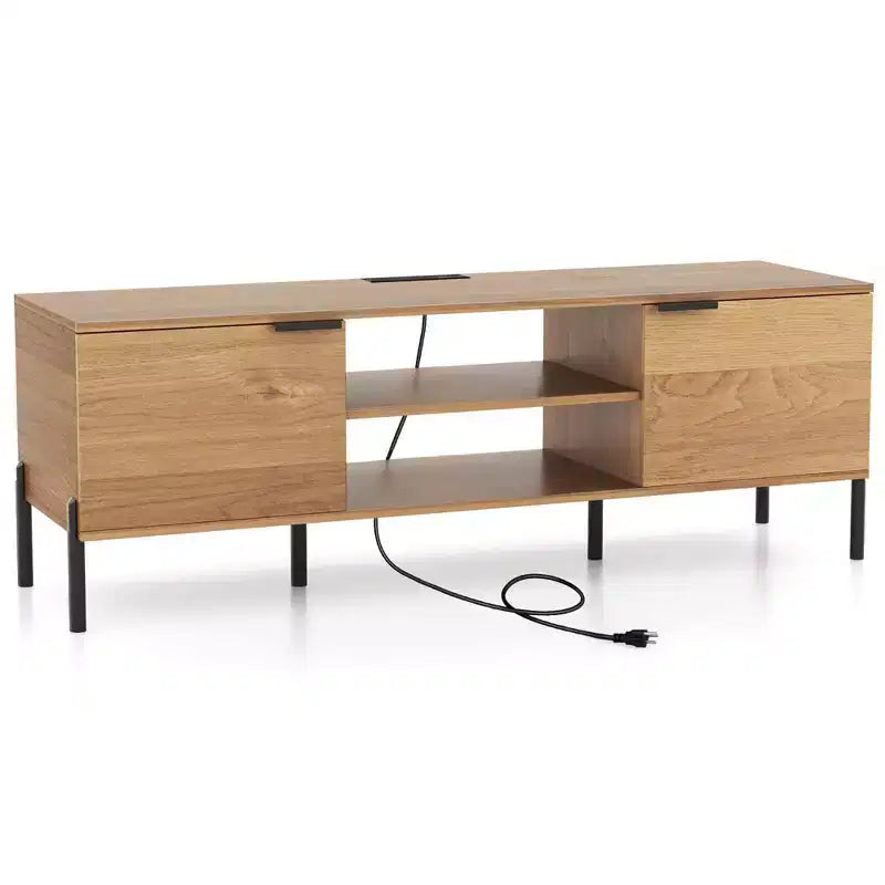 2-Door TV Stand with Charging Station for TVs up to 65 Inches
