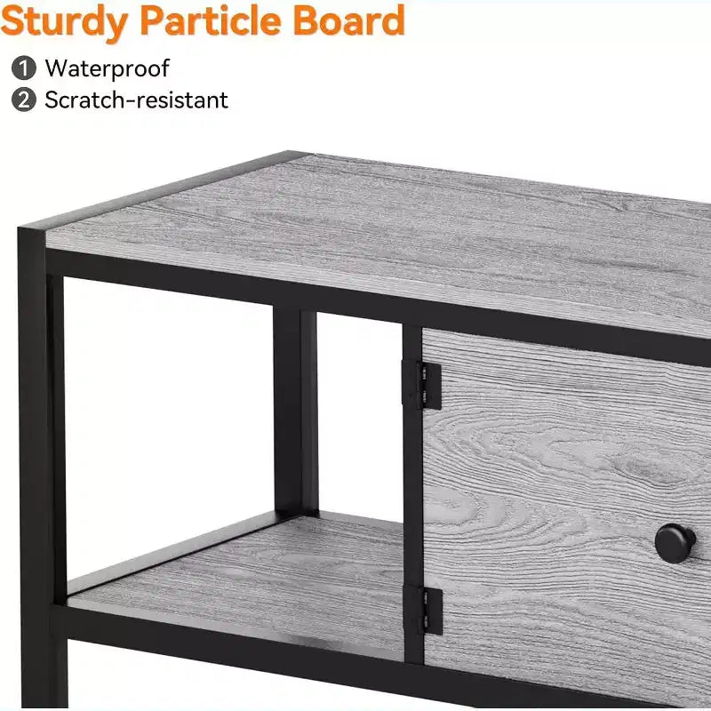 58-Inch TV Stand with 2 Cabinets and Open Shelves