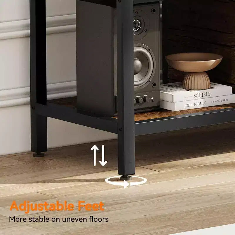 58-Inch TV Stand with 2 Cabinets and Open Shelves
