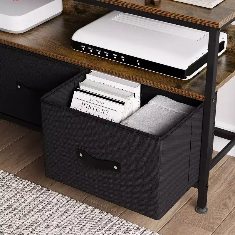 TV Stand with 3 Fabric Drawers and Open Shelf for TVs up to 55 Inches