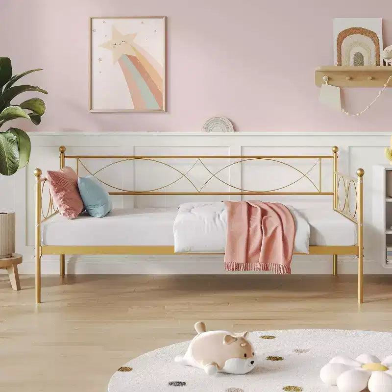 Twin Metal Daybed Frame with Steel Slat Support