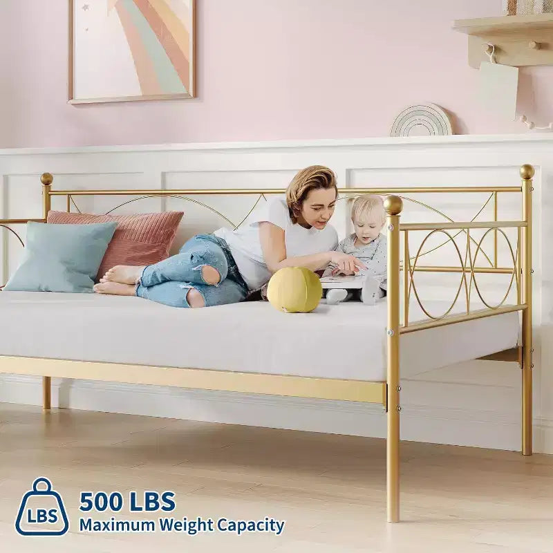 Twin Metal Daybed Frame with Steel Slat Support