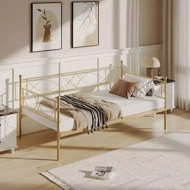 Twin Metal Daybed Frame with Steel Slat Support