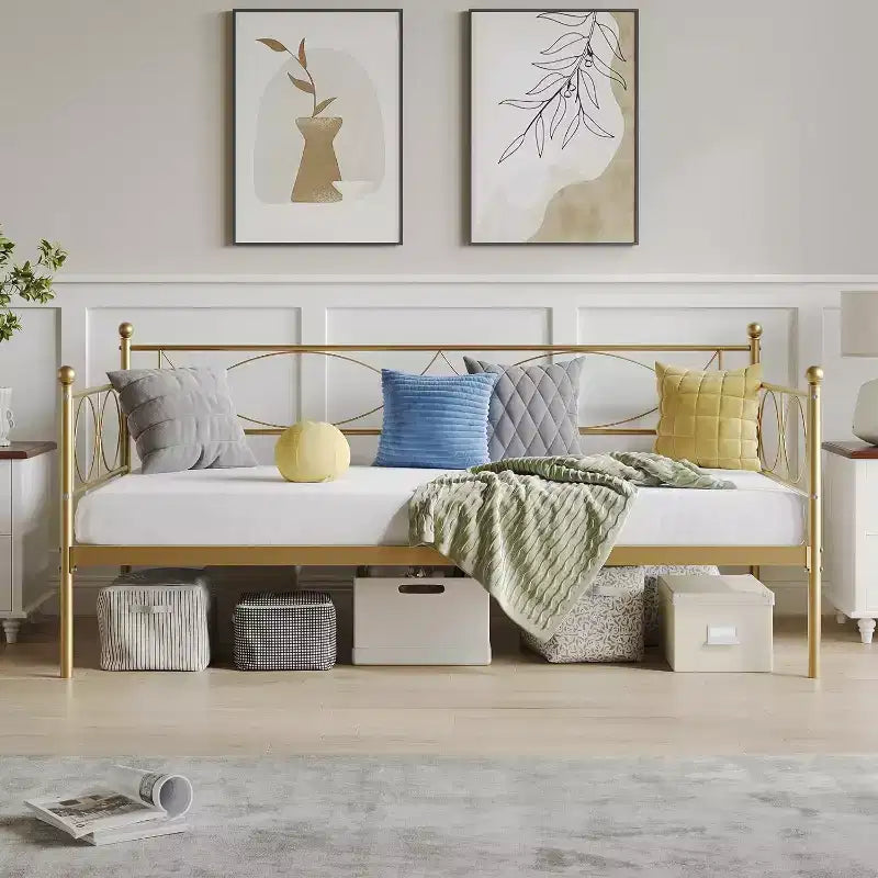 Twin Metal Daybed Frame with Steel Slat Support