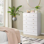 Commode blanche à 6 tiroirs, 66 cm l
