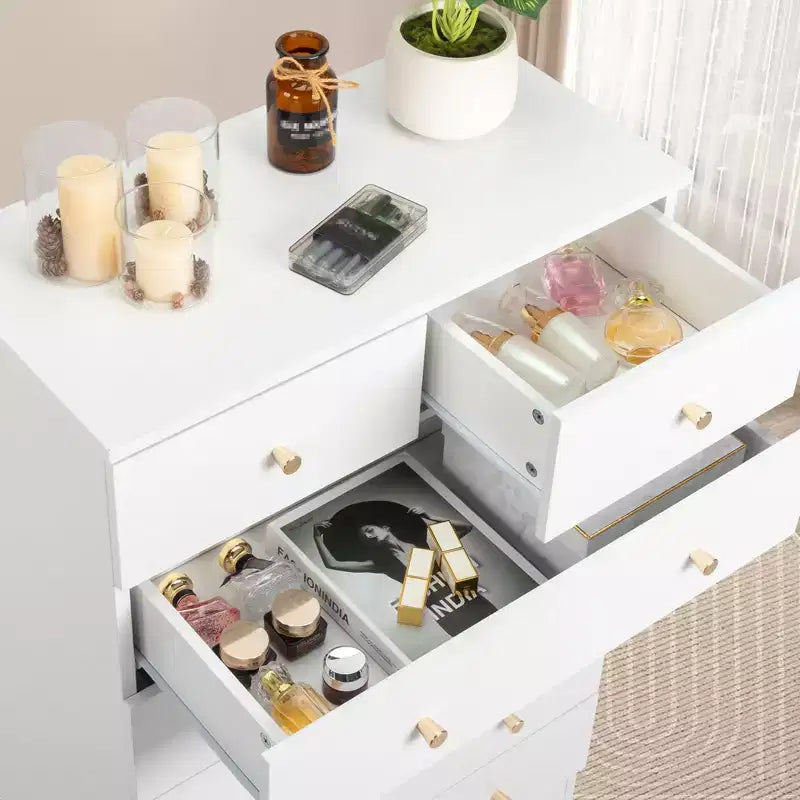6-Drawer White Chest of Drawers, 25.98 in. W