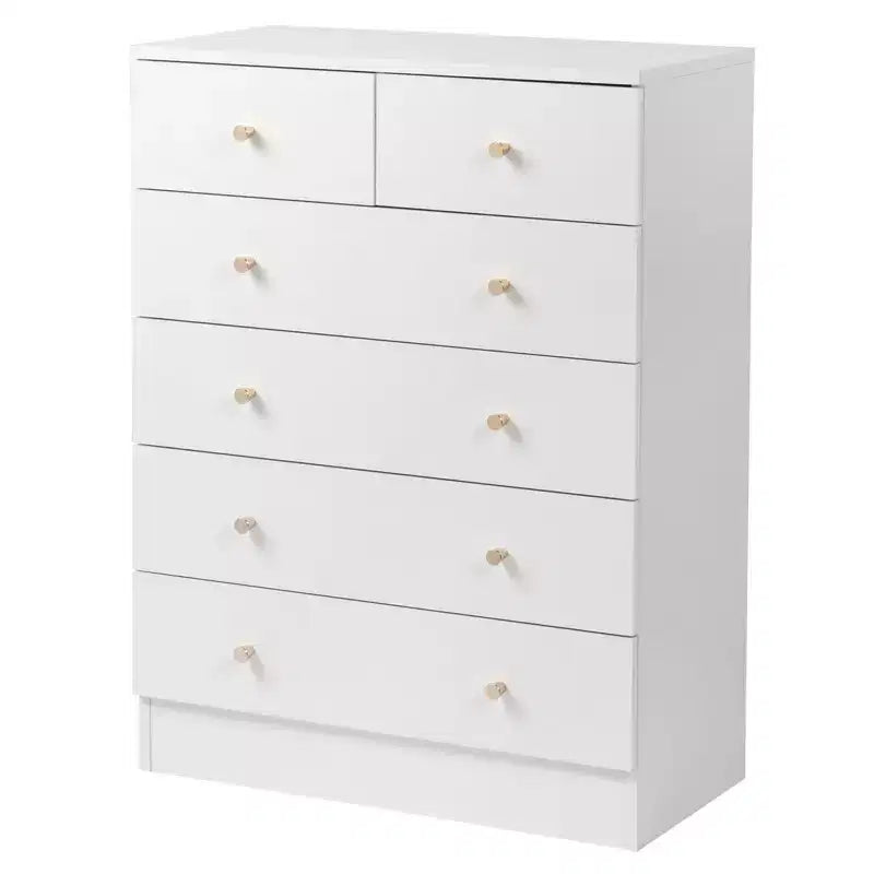 6-Drawer White Chest of Drawers, 25.98 in. W