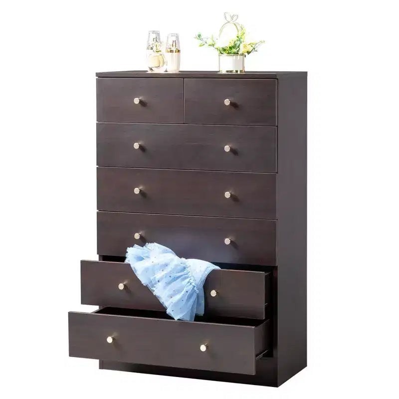 7-Drawer Gray Chest of Drawers, 25.98 in. W Particle Board Storage Cabinet