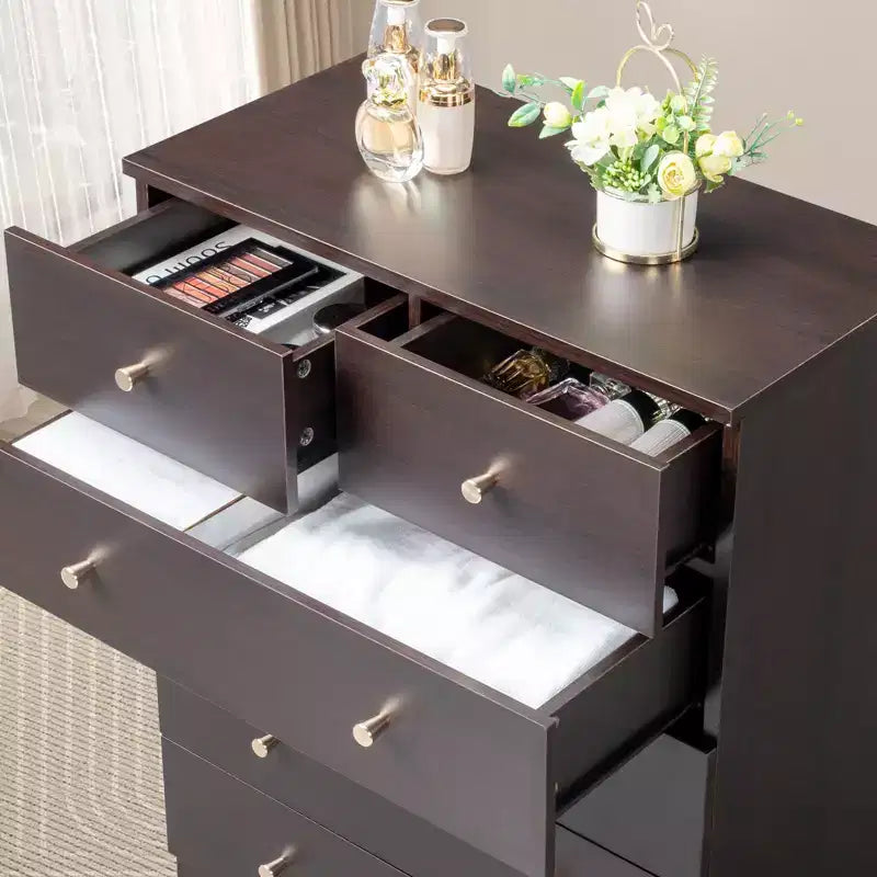 7-Drawer Gray Chest of Drawers, 25.98 in. W Particle Board Storage Cabinet