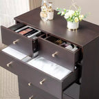 Commode grise à 7 tiroirs, meuble de rangement en panneaux de particules de 66 cm de large