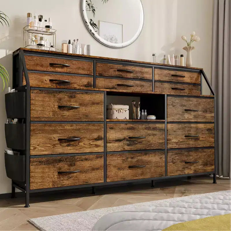 14-Drawer Storage Shelf with Metal Frame and Fabric Drawers