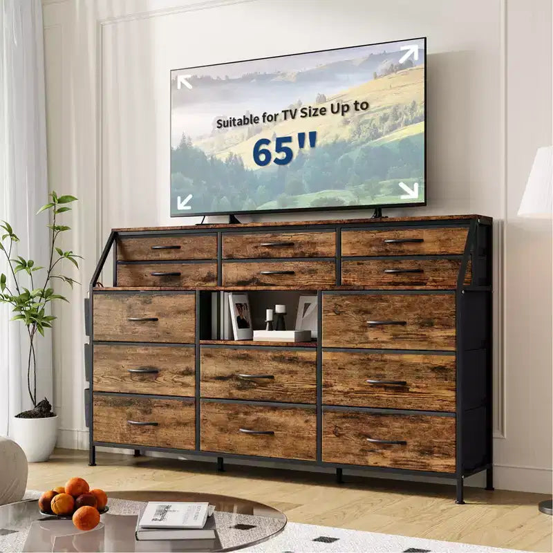 14-Drawer Storage Shelf with Metal Frame and Fabric Drawers