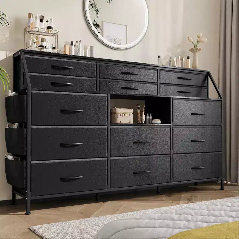 14-Drawer Storage Shelf with Metal Frame and Fabric Drawers