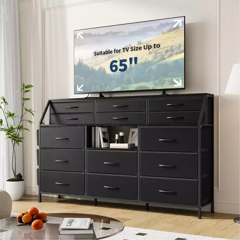 14-Drawer Storage Shelf with Metal Frame and Fabric Drawers
