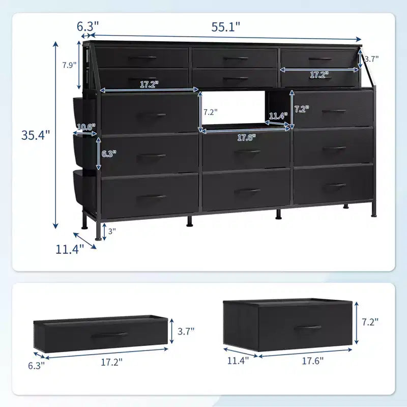 14-Drawer Storage Shelf with Metal Frame and Fabric Drawers