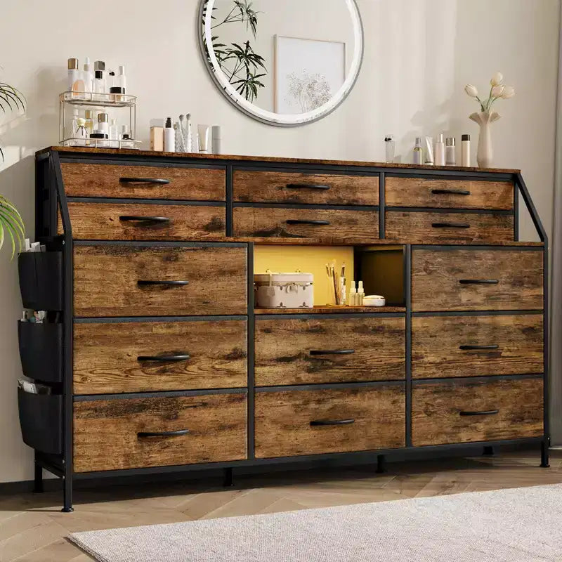 14-Drawer Storage Shelf with Metal Frame and Fabric Drawers