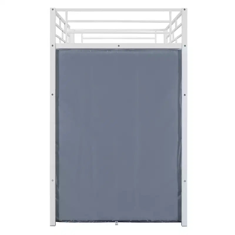 Metal Loft Bed with Wardrobe, Desk, Shelves, Power Outlet and LED Light