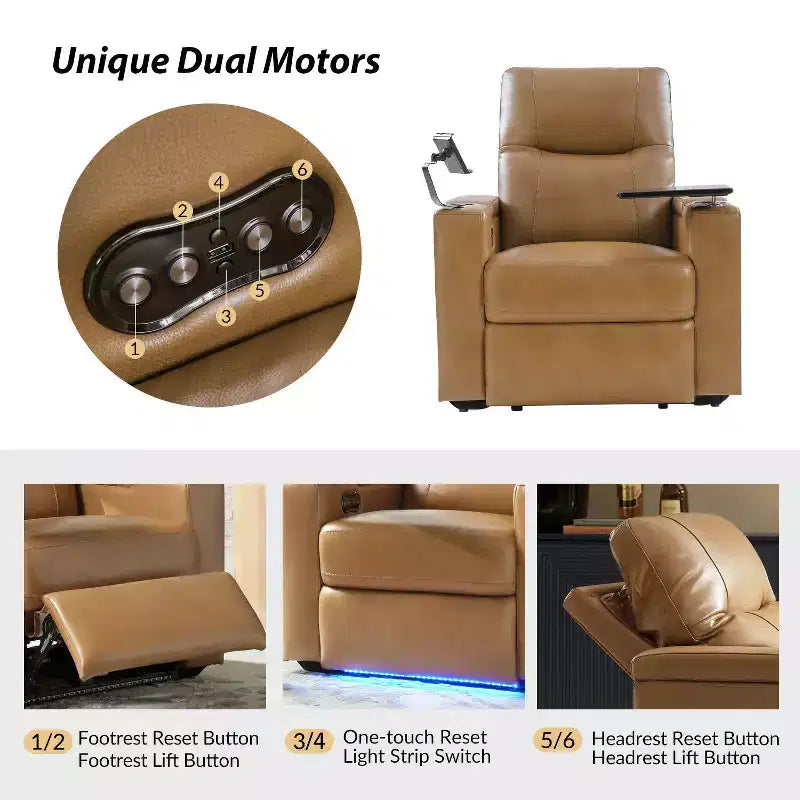 Genuine Leather Power Recliner Chair