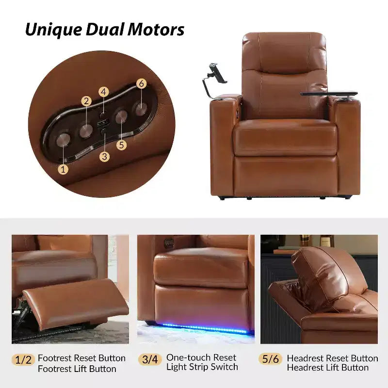 Genuine Leather Power Recliner Chair