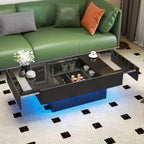 Table basse de rangement rectangulaire moderne avec plateau coulissant